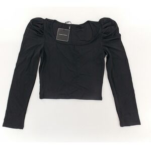 NWT Gamiss Top Puff Sleeve Women Size S Black